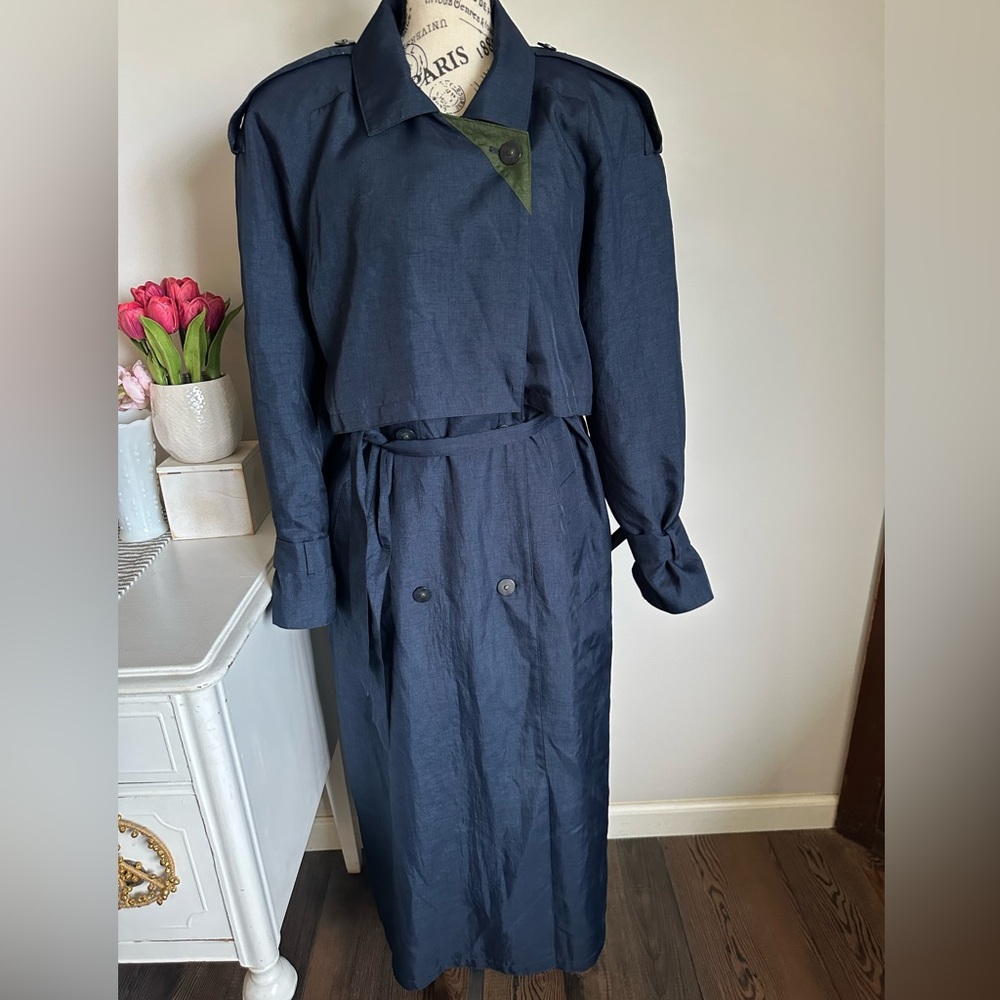 Repertoire Vintage Navy Blue Women's Trench Coat Size 12